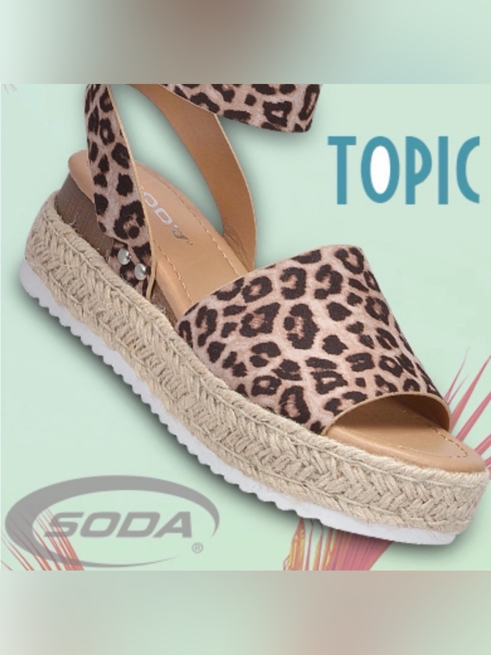 Adorable Soda Leopard Print Espadrille Wedge Sandal - Tan & Brown